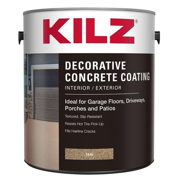 Kilz Decorative Concrete Coating, Gloss, Tan, 1 gal L378611 Zoro